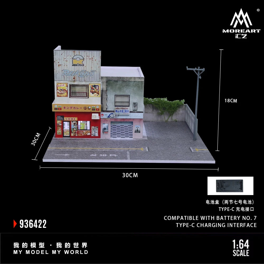 Diorama 1/64 Garage Model City Street Factory Building Scene Parking Lot Model for Die-Cast Car Display Case