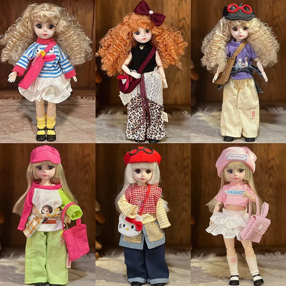 30cm 1/6 Fashion Girls Dress Up Doll Movable 20 Joints Cute Sweet Face Festival Gift with Clothes Shoes BJD Princess Doll Toy