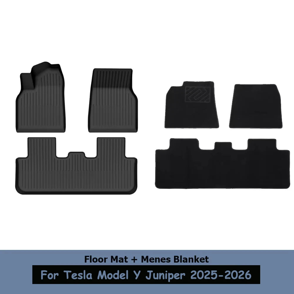 For Tesla Model Y Juniper 2025 2026,7-Pieces All-Weather TPE Floor Mats, Car floor mat accessories Waterproof and easy to clean