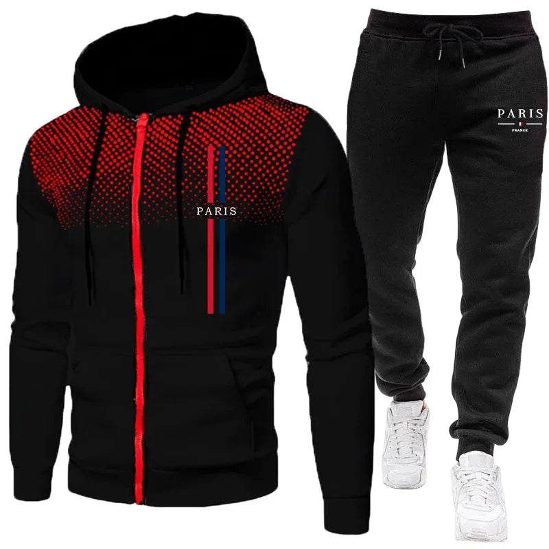 Men's Sports Set Zipper Hoodie + Pants 2piece Set Autumn Winter Daily Casual Training Jogging Suit Male Outdoor Fashion Outfits