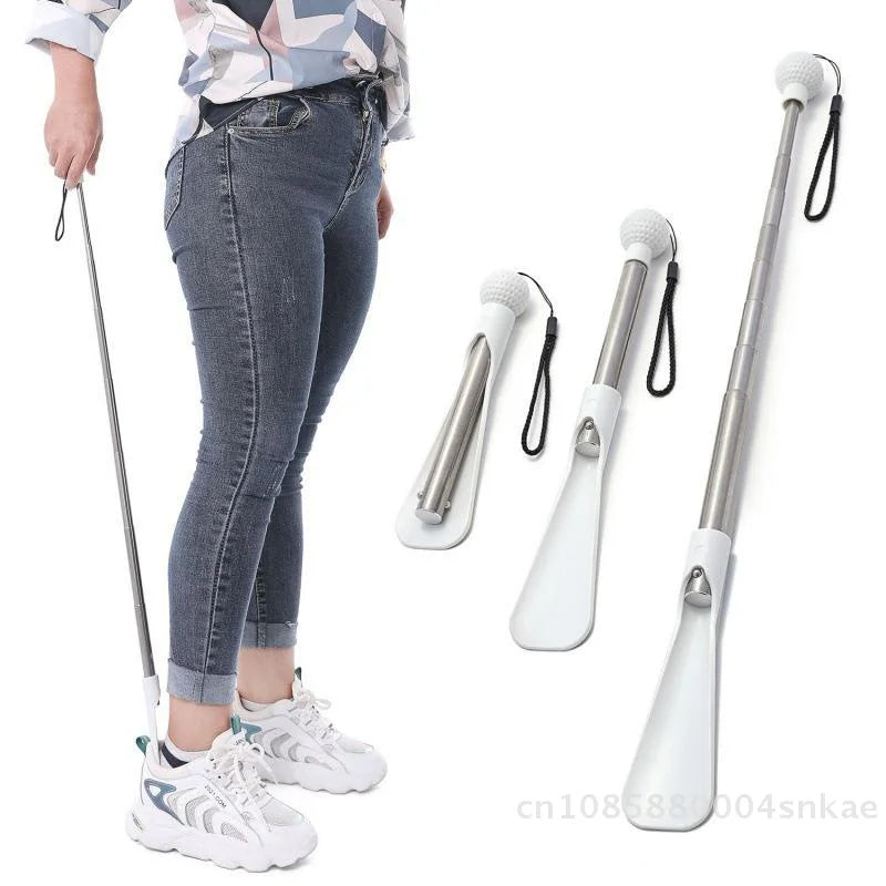 〔CC88〕 | Stainless Steel Telescopic Shoe Horn  - Adjustable Long Handle for Easy Dressing