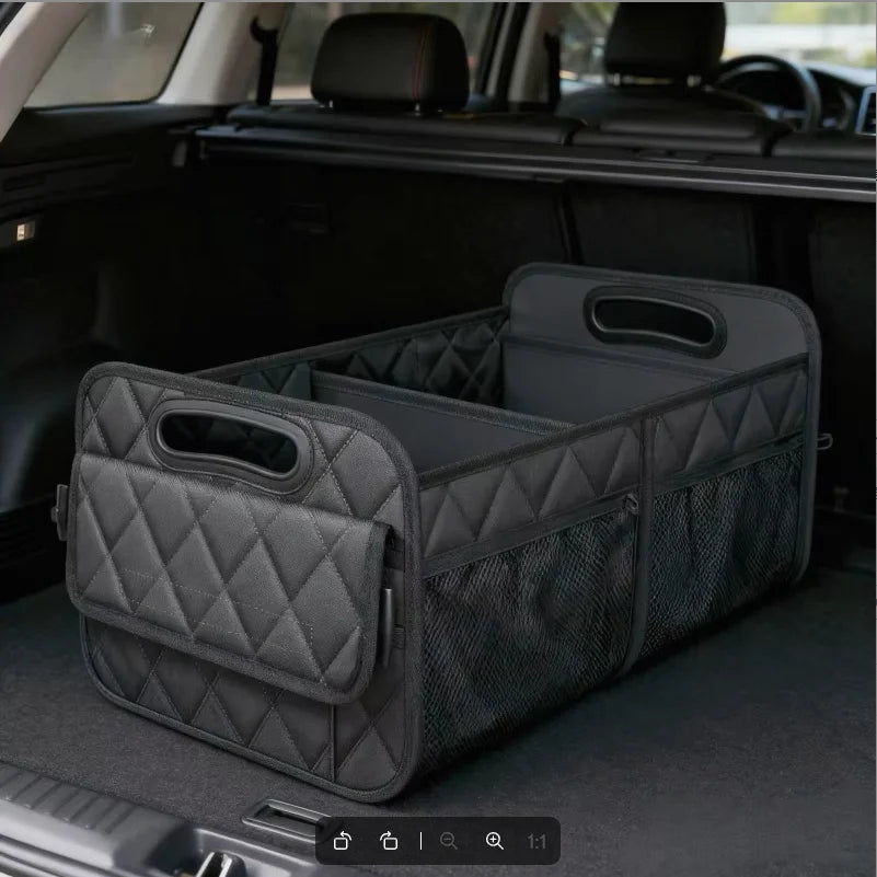 Auto Trunk Organizer with 6 Pockets - Premium Car Storage for Sedan/Truck, Durable Auto Accessories Organizer, Collapsible