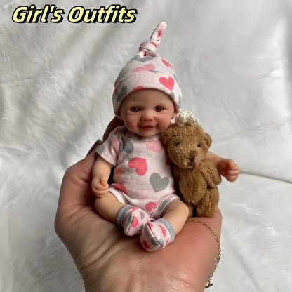 6 Inch Cuddly Mini Palm Silicone Bebe Reborn Girl & Boy Flexible Soft Touch Can Washable Lifelike Reborn Silicone Doll