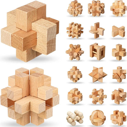 Classic Luban Lock Puzzle 3PCS Set Wooden Brain Teaser For Adults And Kids IQ Challenge Unlock Interlocking Educational Toys