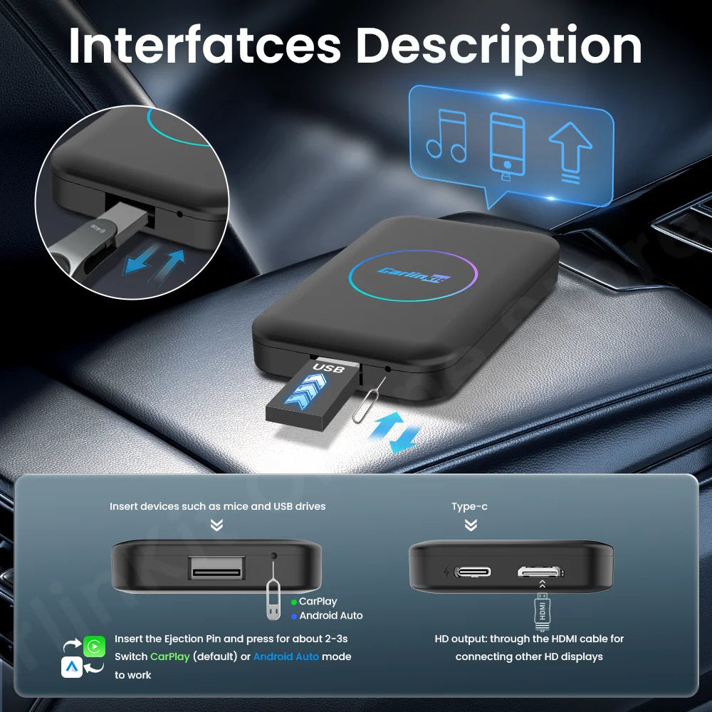 CarlinKit LiteS Android Tv Box Android auto CarPlay Wireless Adatper for Netfilx Youtube IPTV Spotify Skoda Volvo Honda Toyota
