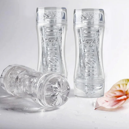 Male 3D Manual Soft Pussy Sex Toys Transparent Vagina Masturbator Realistic Adult Endurance Exercise Sex Toy Pocket Cup for Men