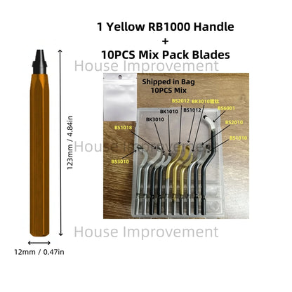Deburring Tool Set with 11pcs High Speed Steel Swivel Blades Burr Removal Tool for Metal Resin PVC Pipes Copper Plastic Aluminum