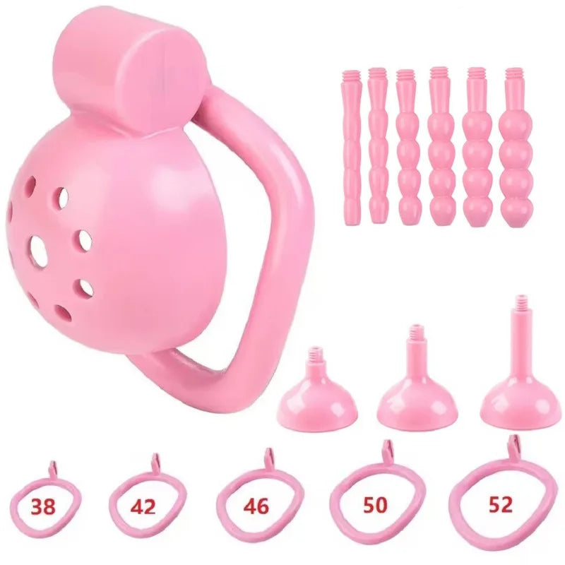 New 2026 Male Penis Chastity Cage Set Small Chastity Cage 5 Cock Rings With Urethral Sound Plug Penis Bondage Man Sex Toy