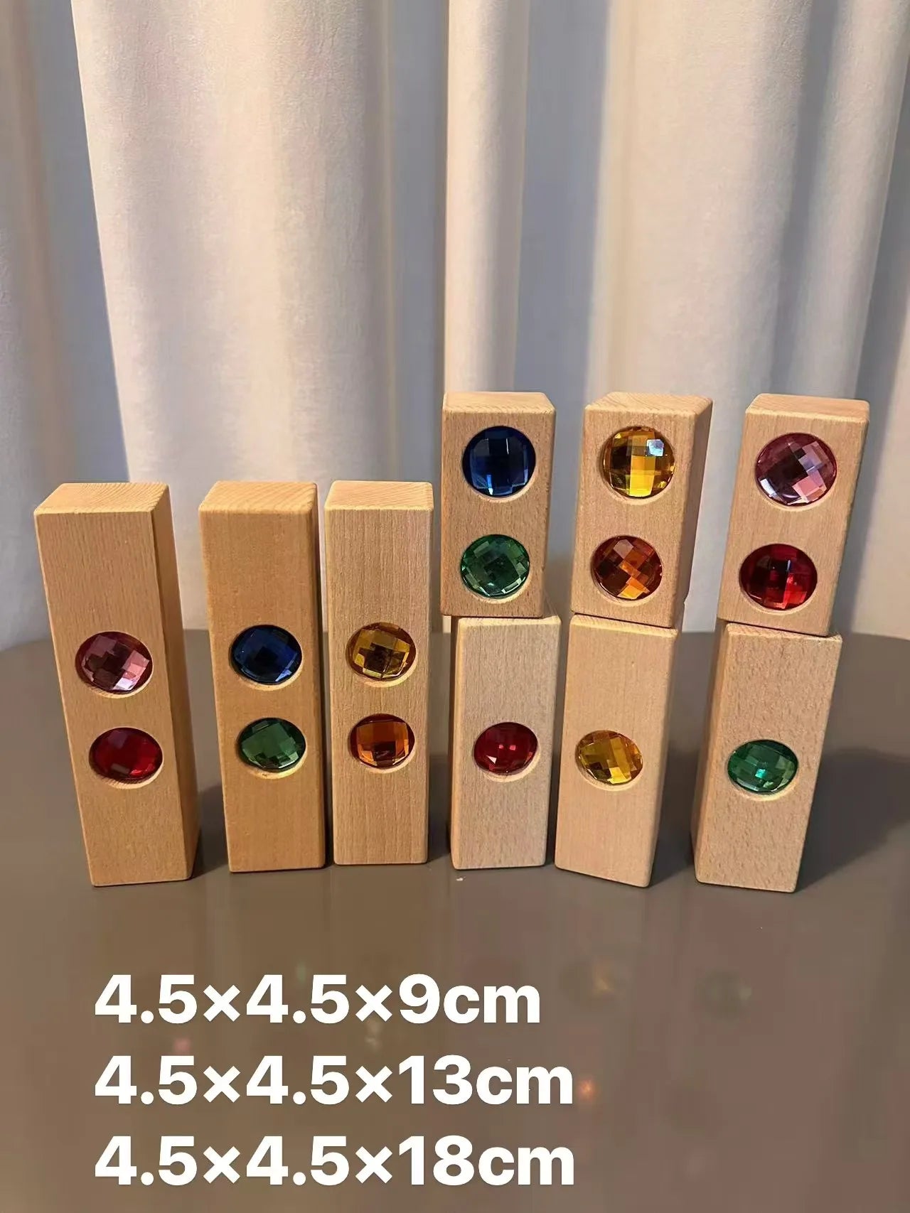 New Kids Acrylic Sparkling 6 sides 3D Gems Wooden Blocks Toy Rainbow Lucite Crystal Steps Building Play Birthday Gift