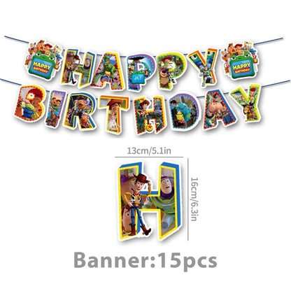 Toy Stories Theme Birthday Party DIY Decoration Toy Inspire Backdrop Hot Anime Cartoon Paper Plate Cup Birthday Party Supplies
