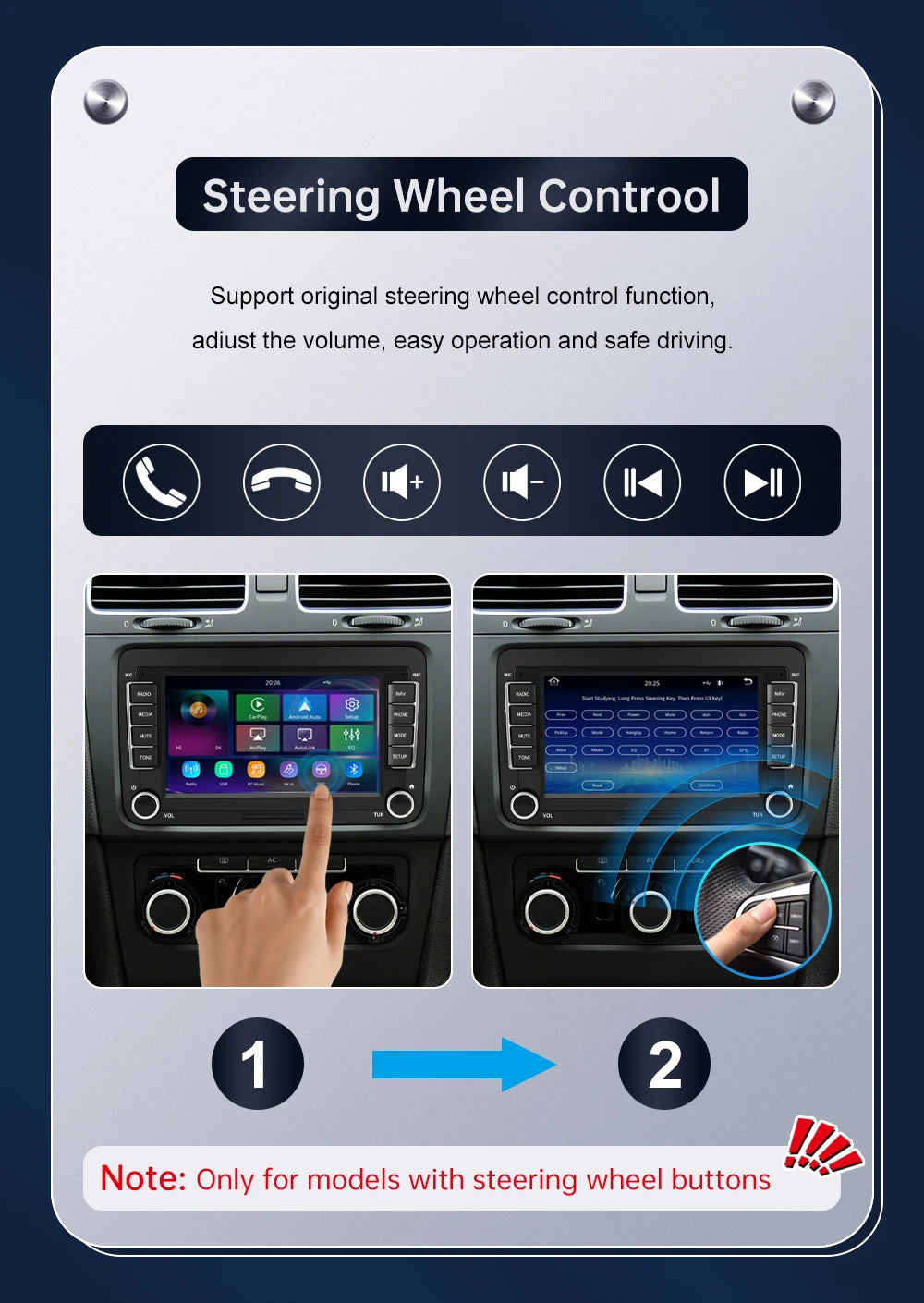 Road Top 7" HD Car Radio Wireless CarPlay Android Auto Stereo Audio For Volkswagen/Seat/Skoda/Passat/Golf/Polo Player