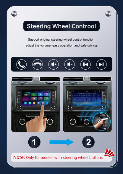 Road Top 7" HD Car Radio Wireless CarPlay Android Auto Stereo Audio For Volkswagen/Seat/Skoda/Passat/Golf/Polo Player