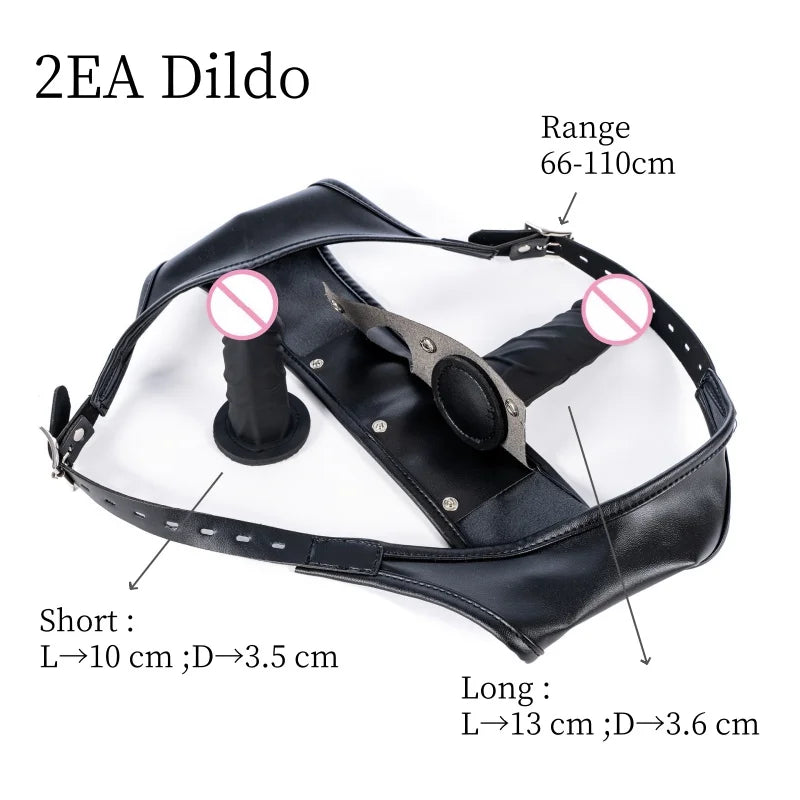 Erotic Bondage Harness Panties with No Vibration Silicone Dildo Vaginal Anal Plug for Women Intimate Strap-on Chastity Pants