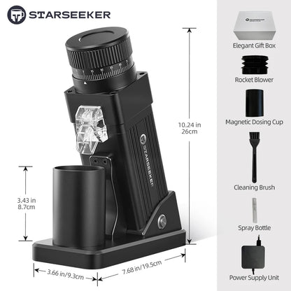 STARSEEKER E55Pro Electric Coffee Grinder 55MM Espresso Cone burr Stepless Fineness Adjustment Cold Brew Bean Grinder Black
