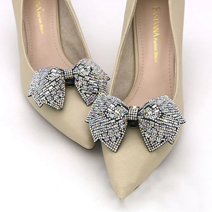 1PC Shiny Bows Shoes Decoration Clips Wedding Shoes High Heel Rhinestone Charm Buckle Clips Detachable Bride Shoes Accessories