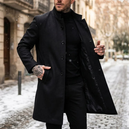Winter Men's Double-Breasted Trench Coat | Warm & Windproof Overknee-Length Jacket | Casual to Business Streetwear Long Coat