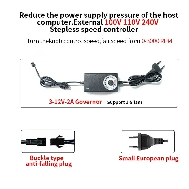 12cm High Speed Large Air Volume 3000 RPM Btc Mining Machine Workstation Cabinet 12v Fan Server Case Cooling System Fan Kit