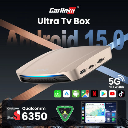 CarlinKit Ultra box Android 15.0 SM6350 Tv Box CarPlay Wireless Android Auto Wireless Adapter Support Youtube Netfilx IPTV GNSS