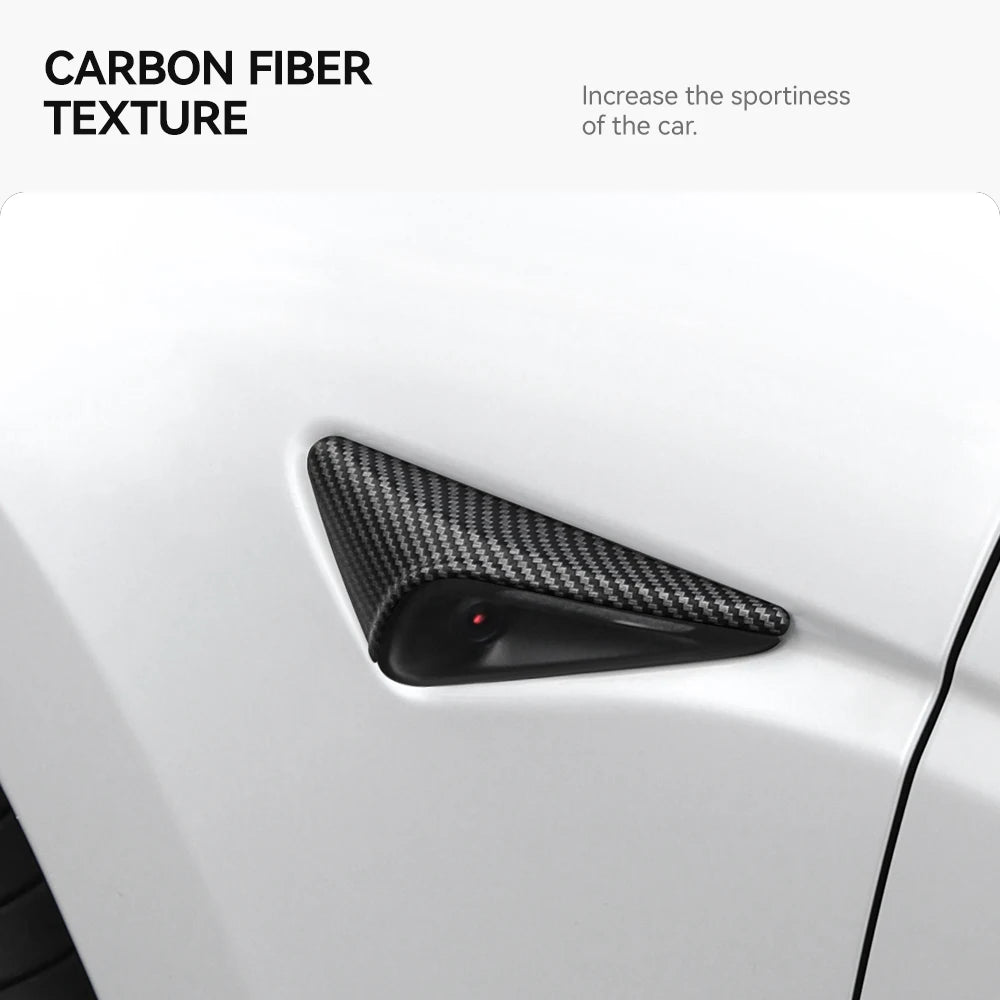 YZ Turn Signal Camera Trim Cover forTesla Model3Y 202-2026 Accessories Side Leaf Board Protector ABS Matte Carbon Fiber Pattern