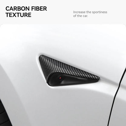 YZ Turn Signal Camera Trim Cover forTesla Model3Y 202-2026 Accessories Side Leaf Board Protector ABS Matte Carbon Fiber Pattern
