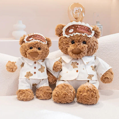 Kawaii Ryan Pajama Bear & Birthday Bear Plush Toy Stuffed Soft Teddy Bear with Eye Mask Pajama and Cake Doll Kid Birthday Gift
