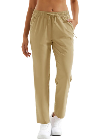 TACVASEN Womens Quick Dry Lightweight Hiking Pants Water Resistant Travel Pants with Zip Pockets Elastic Waist Golf Trousers