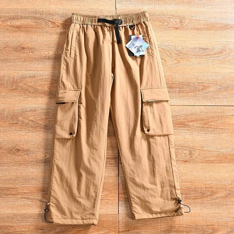 Men's Winter Outdoor Casual Workwear Straight Leg down Trousers Fashionable Long Pants Nylon Fiber Durable Comfortable Warm