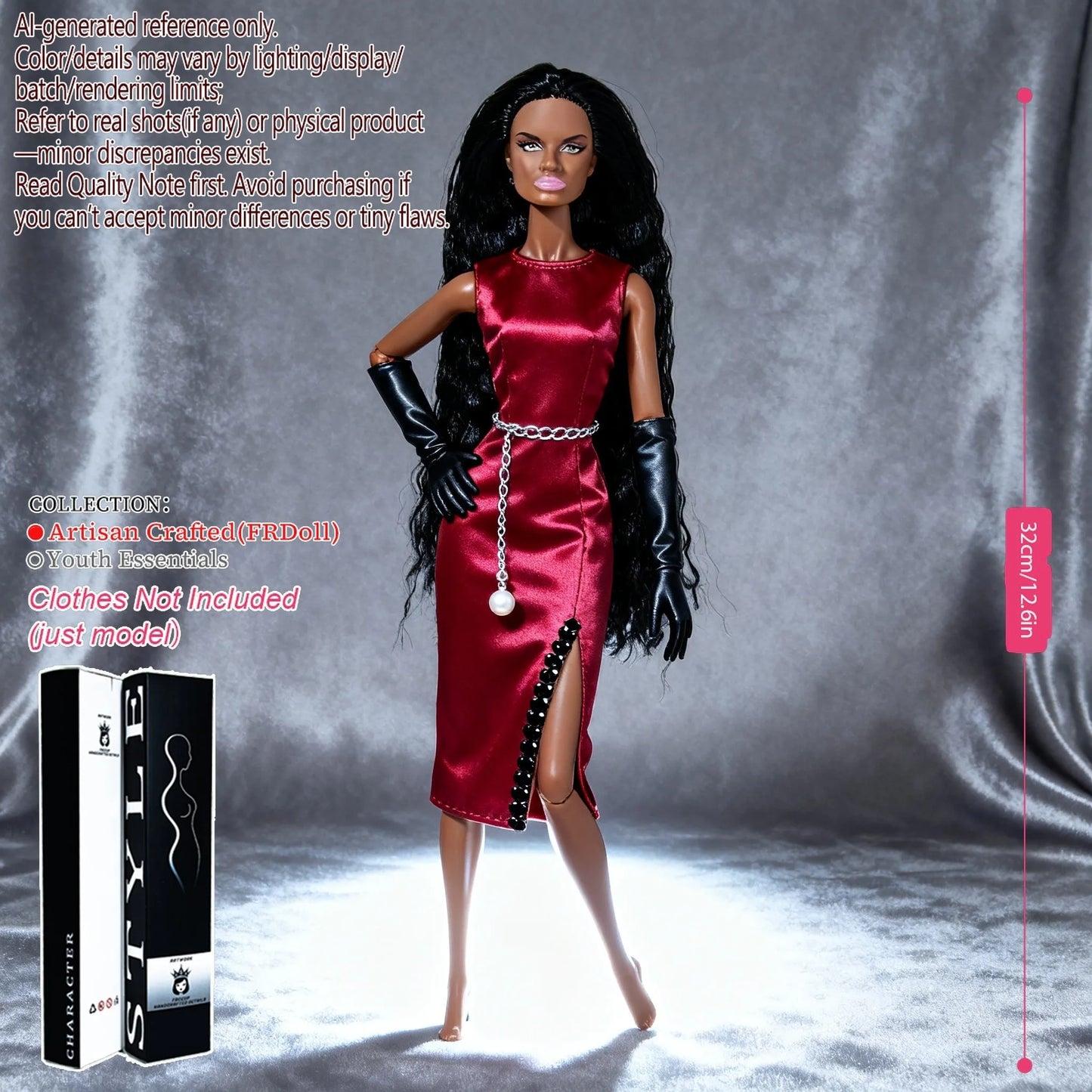 Multi-Poseable 12.6in 1/6 BJD - 12-Articulated, Realistic Makeup, Collector’s Gift, Desktop Display (No Clothing)