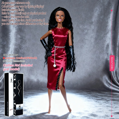 Multi-Poseable 12.6in 1/6 BJD - 12-Articulated, Realistic Makeup, Collector’s Gift, Desktop Display (No Clothing)