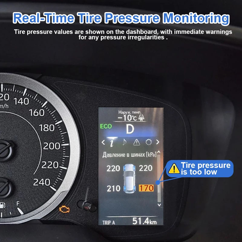 Car TPMS Tire Pressure Monitoring Display System Tire Pressure Monitor Security Alarm For Toyota Corolla Altis 2019 -2023