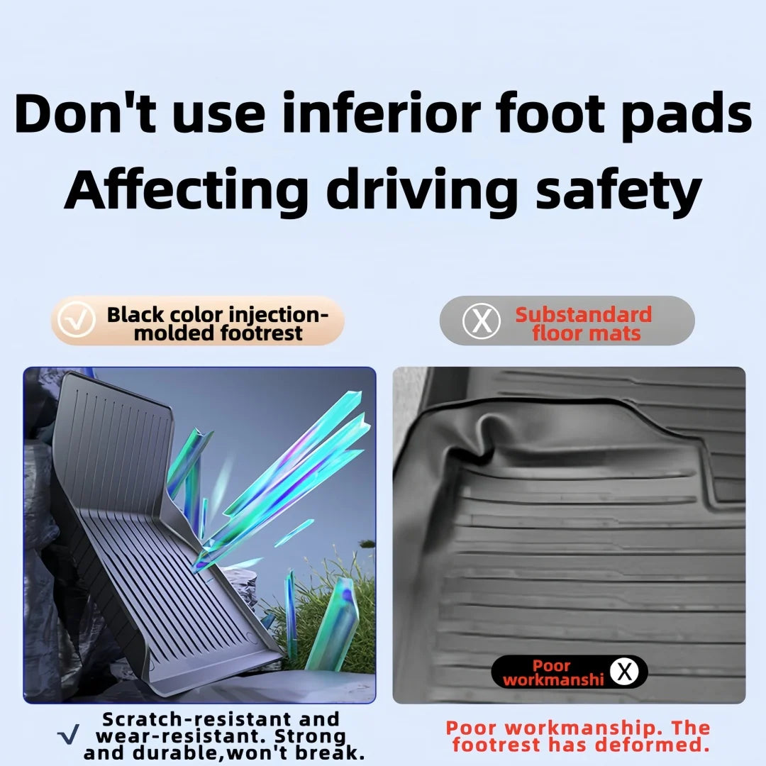 3/6-Piece Set TPE Dual-Layer Car Floor Mats for Tesla Model Y Juniper/Standard Full Vehicle Upgrade with Metal Pedal Driver