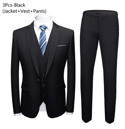 Elegant Men Suits 3 Pieces 2 Blazers Sets Wedding Jackets Vest Pants  Classic  2025 Formal Coats Korean Costumes