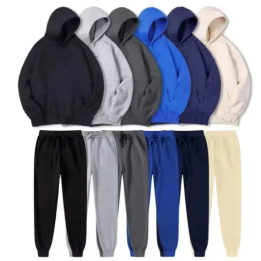 2026 Winter Eco-Friendly Soft Tracksuit Men's Set Long Sleeve Pullover Jogging Pants 2pcs Fitness Running Suits Sportswear Male