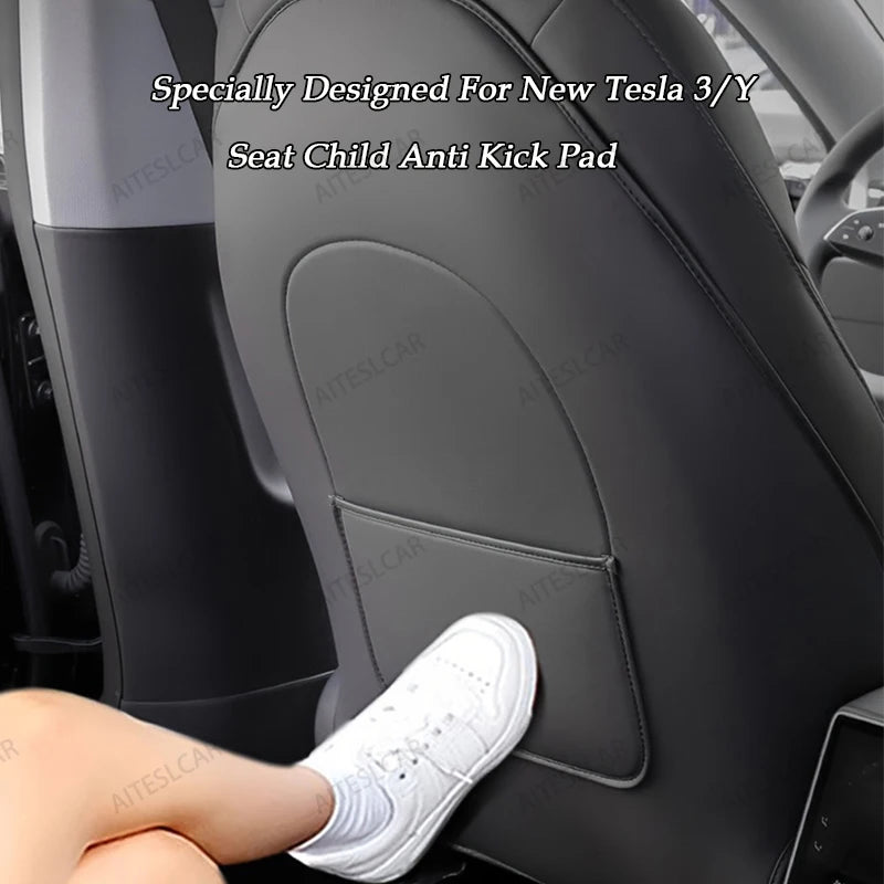 Car Seat Back Protective Mat For Tesla Model 3 / Y Full Seat Anti Kick Pad Leather Anti Scratch Protector Mats Car Accessories
