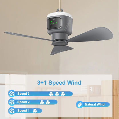 Ceiling Fan 12000mAh Rechargeable Portable Camping Fan Tent Ventilator Cooler Wireless Electric Fan Remote Control LED Lighting