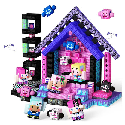 Magnetic Building Blocks Mine World Magnetic Pool Castle Villa Party Construction Brick Cube STEM Boy Girl Children Toy Set Gift