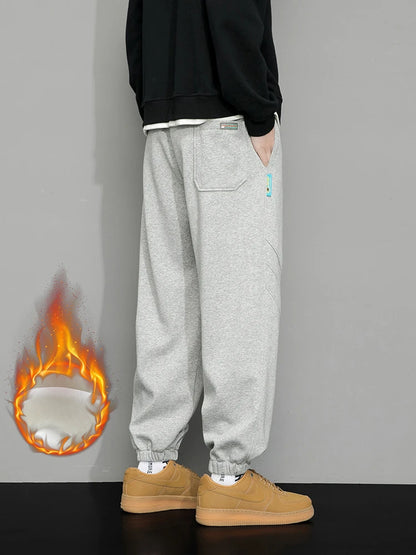 Winter Men's Sweatpants Warm Joggers Big Size 8XL 7XL 6XL Fleece Liner Cotton Sports Pants Colorfull Drawstring Thermal Trousers