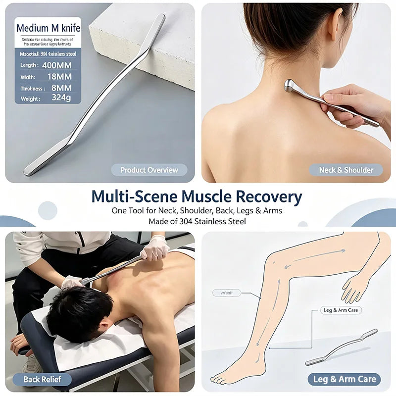 1-2PCS 304 Stainless Steel Gua Sha Scraping Massage Tool Deep Tissue Relax Cellulite Massager Muscle Massage Relaxation AMGJ011