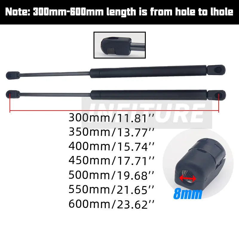 2pcs 300/350/400/450/500/550/600mm 400N Car Gas Struts Spring Shocks Lift Supports RV Windows Storage Damper Camper Back Window