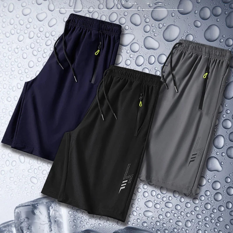 Men's 3-Pcs Sports Shorts Quick Dry Summer Fitness Gym Training Short Pants Lightweight Cool Sportswear Breathable Beach Shorts