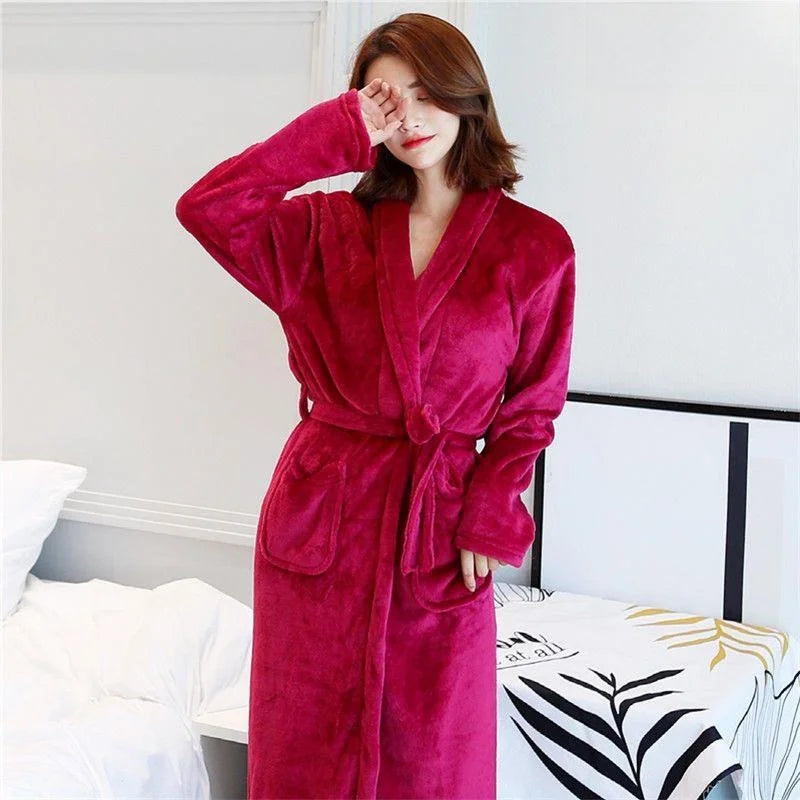 Thiened Long Pajamas Couples Flannel Spwear Coral Fce Home Clothes Men Women Robe Autumn Winter Nightgown Casual Sle