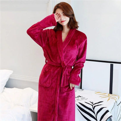 Thiened Long Pajamas Couples Flannel Spwear Coral Fce Home Clothes Men Women Robe Autumn Winter Nightgown Casual Sle