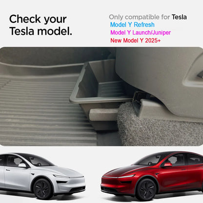 Under Seat Storage Box for Tesla Model Y Juniper Launch 2025 Centrol Console Organizer Travel Accessories Front Rear Seat Tray
