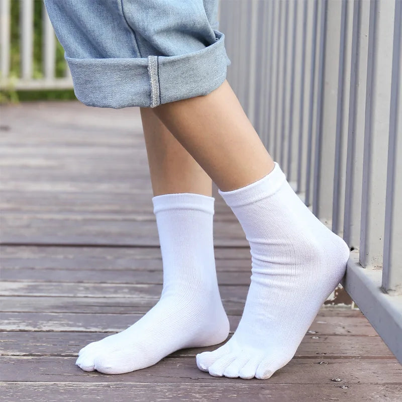 6 Pairs Unisex Toe Socks Men/Women Five Fingers Socks Breathable Soft Cotton Sports Socks Black White Grey Split Toe Socks
