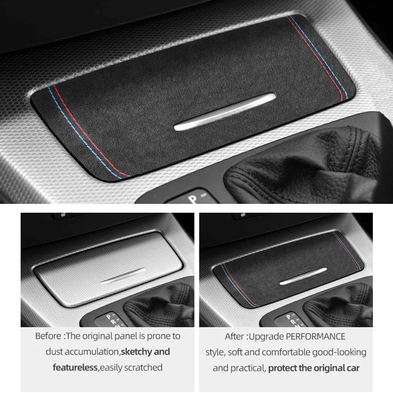 For BMW E90 E92 E93 Made of Alcantara/Carbon Fiber Leather Center Console Storage Box Cover Trim Sticker Car Interior Accessory