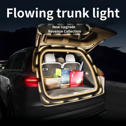 Dynamic Flowing Welcome Lights - Fireproof Silicone LED Strip for Universal Trunk 2m/4m Easy Install No Wiring ，Sync Car Light