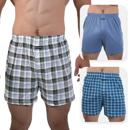 3pcs Mens High Waist Boxers Briefs 100% Cotton Plus Size Sleepwear Elastic Waistband Lounge ARO Pants Home Wear Comfort 50-140kg