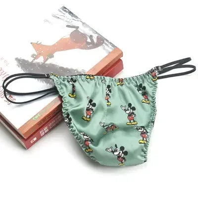2pcs/lot Real silk low-waist men underwear personality trend men thong silk stretch briefs sexy double T pants