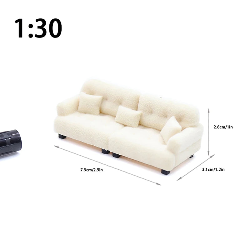 1/12 1/20 1/25 Dollhouse Simulation Flocking Sofa Model Mini Living Room Furniture Doll Decoration Accessories Pretend Play Toys