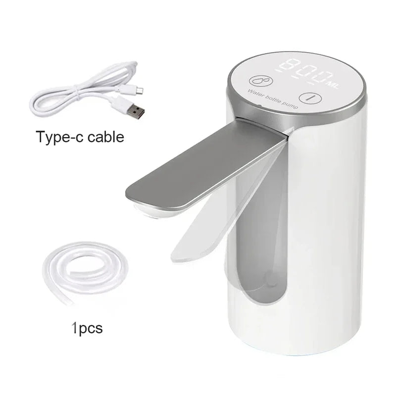 1200mAh Type-C Rechargeable Electric Water Bottle Pump LED Display Automatic Touch Button 3 Quantitative Water Dispenser